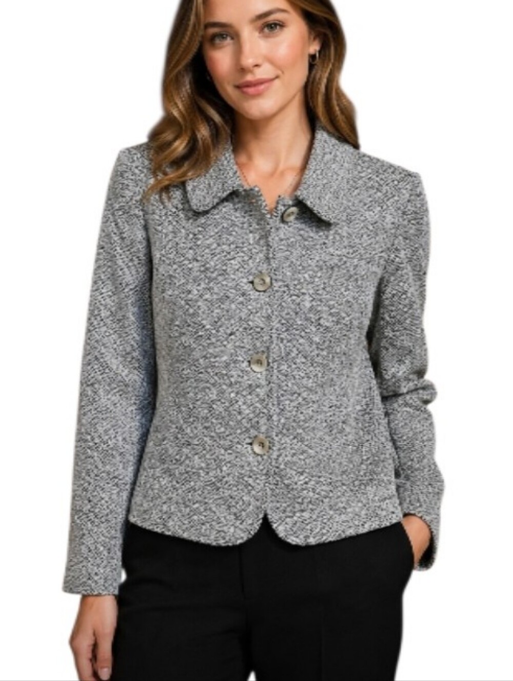 St. John Collection Tweed Knit Button-Front Vintage Jacket